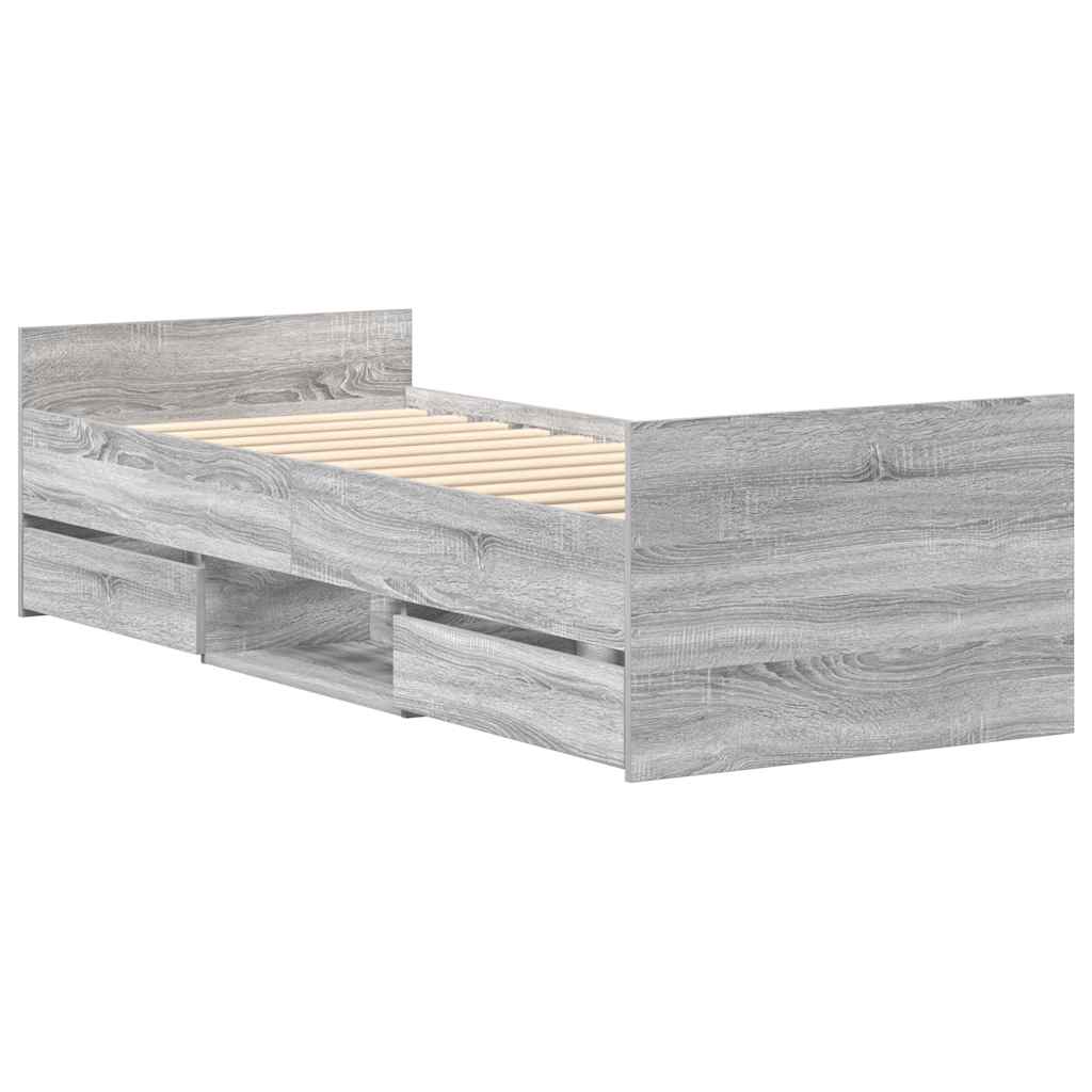 Modern Wooden Single Size 90cm Bed Frame Base With Storage Drawers Wood Beds