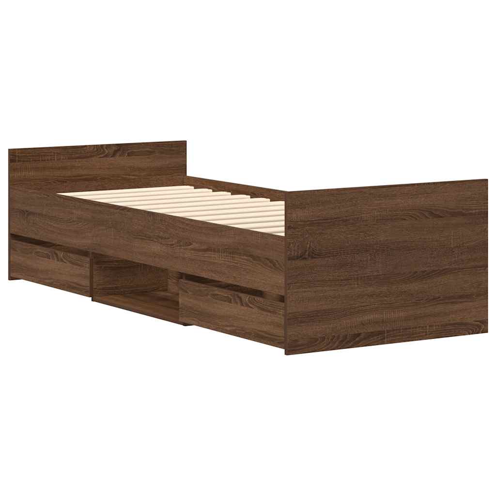 Modern Wooden Single Size 90cm Bed Frame Base With Storage Drawers Wood Beds