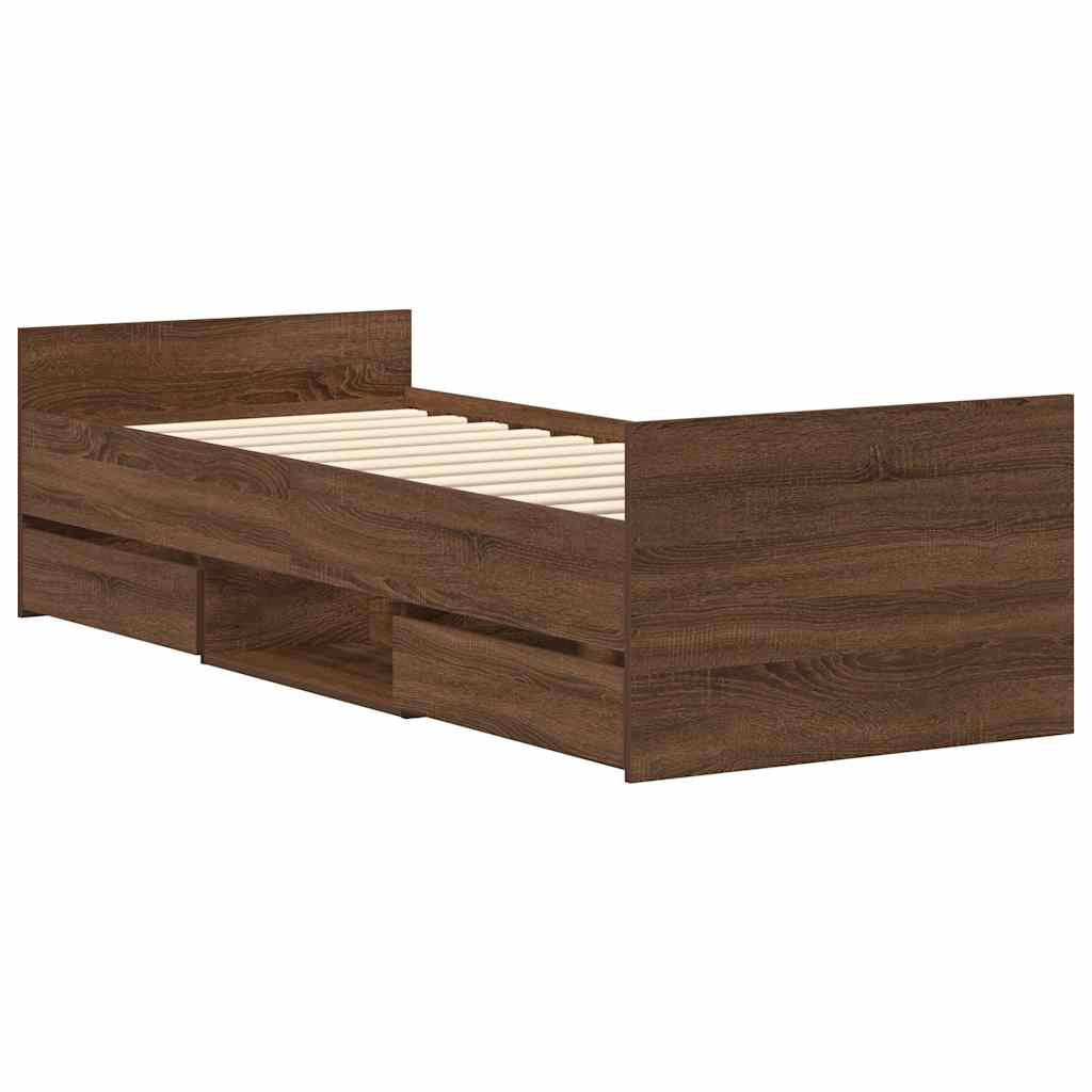 Modern Wooden Single Size 90cm Bed Frame Base With Storage Drawers Wood Beds