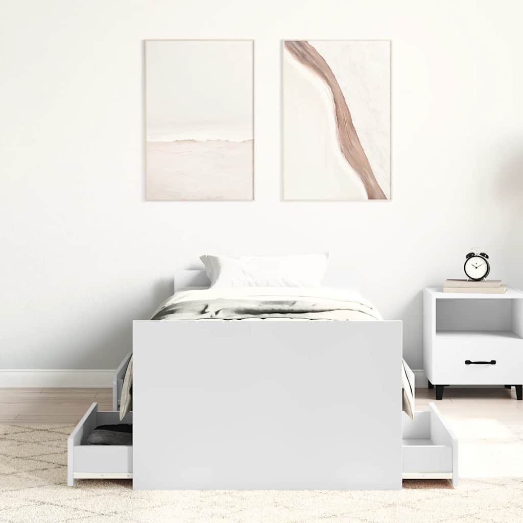 Bed Frame without Mattress White 75x190 cm Small Single