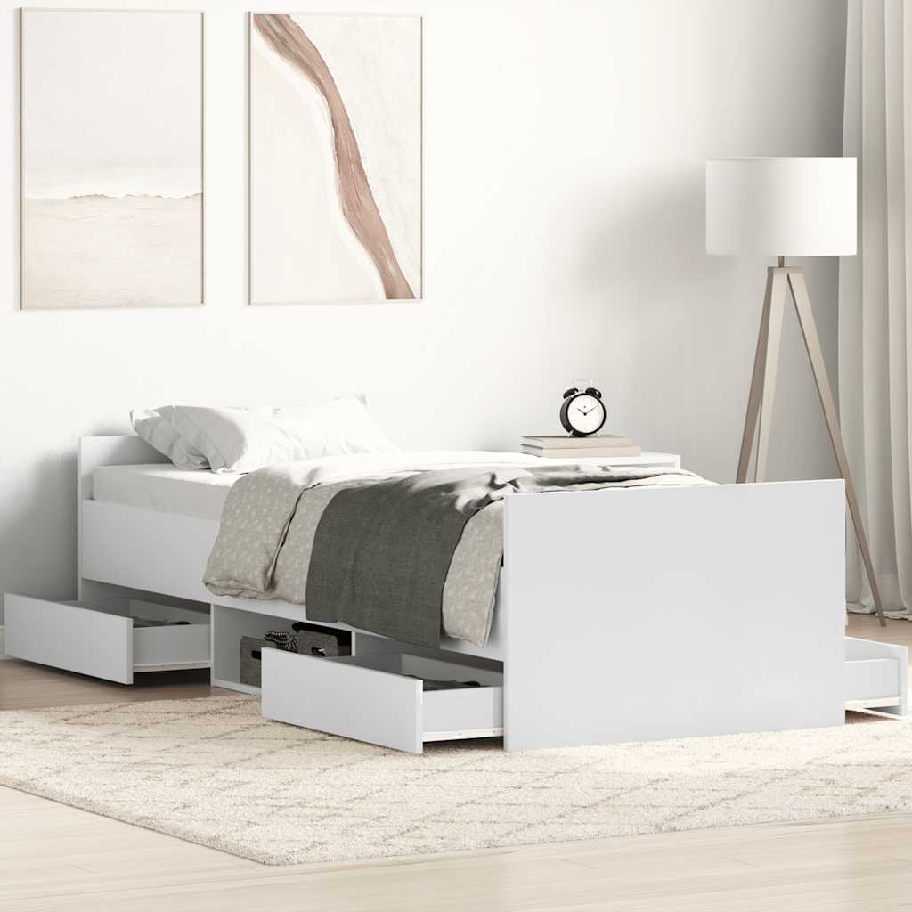 Bed Frame without Mattress White 75x190 cm Small Single