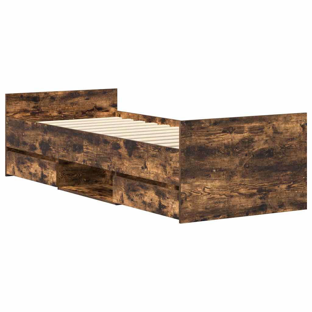 Bed Frame without Mattress Smoked Oak 75x190 cm Small Single