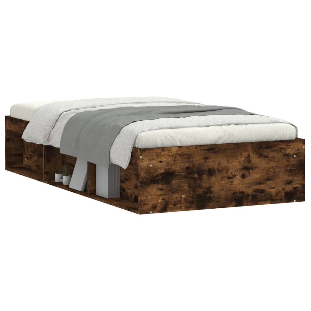 Bed Frame without Mattress Smoked Oak 90x200 cm