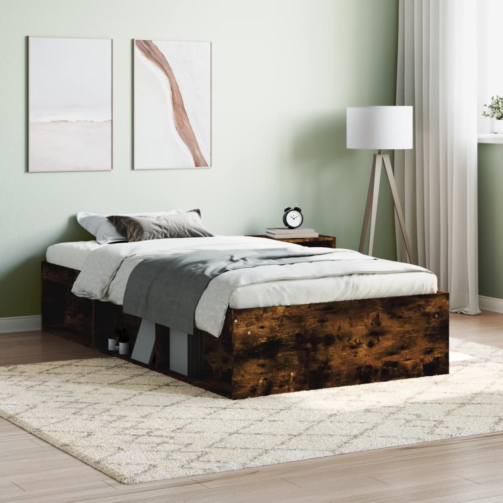 Bed Frame without Mattress Smoked Oak 90x200 cm