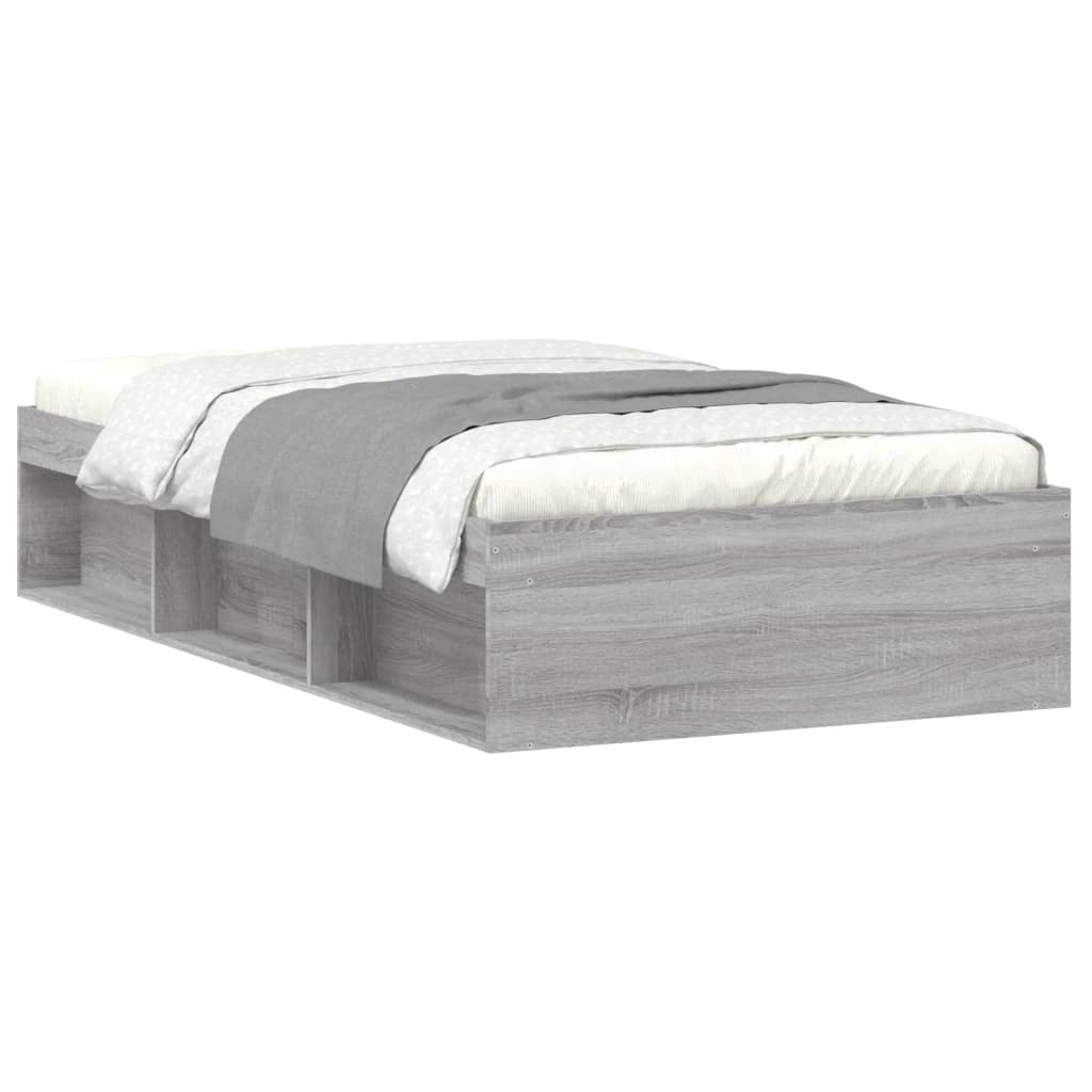 Bed Frame without Mattress Grey Sonoma 90x190 cm Single