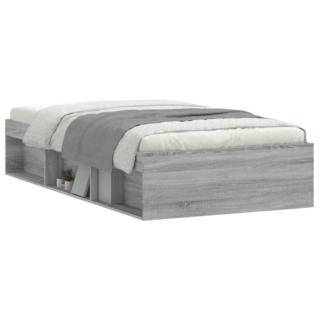 Bed Frame without Mattress Grey Sonoma 90x190 cm Single