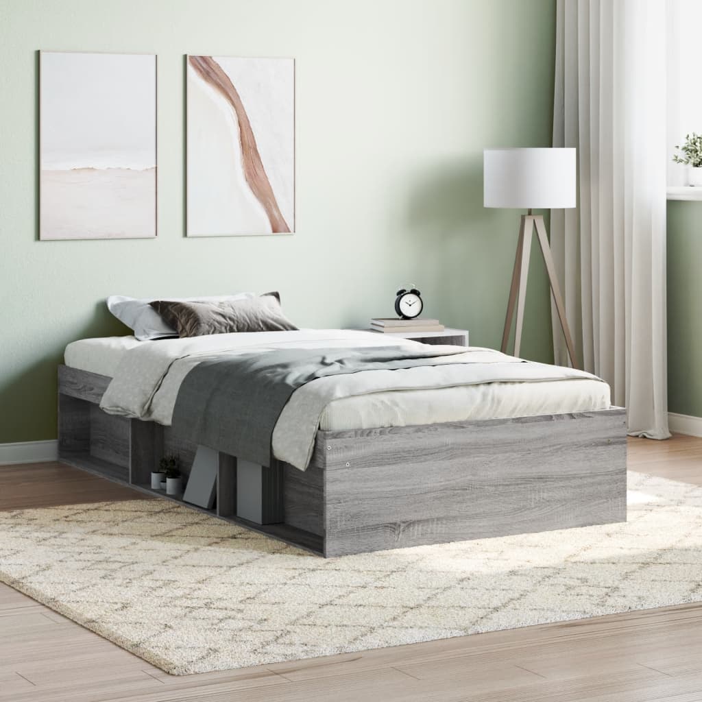Bed Frame without Mattress Grey Sonoma 90x190 cm Single