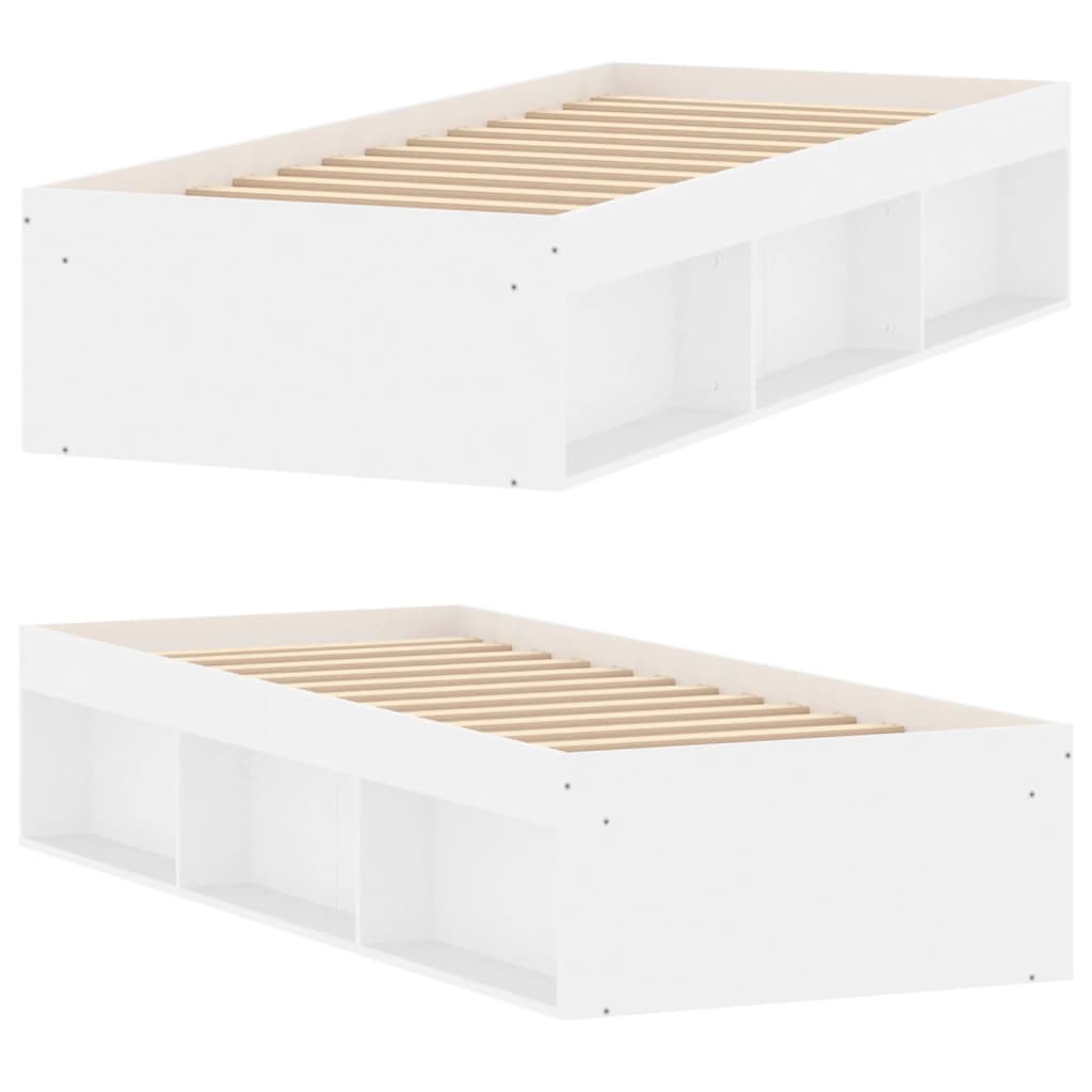 Bed Frame without Mattress White 75x190 cm Small Single Small Single