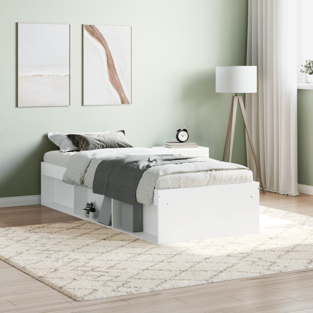 Bed Frame without Mattress White 75x190 cm Small Single Small Single