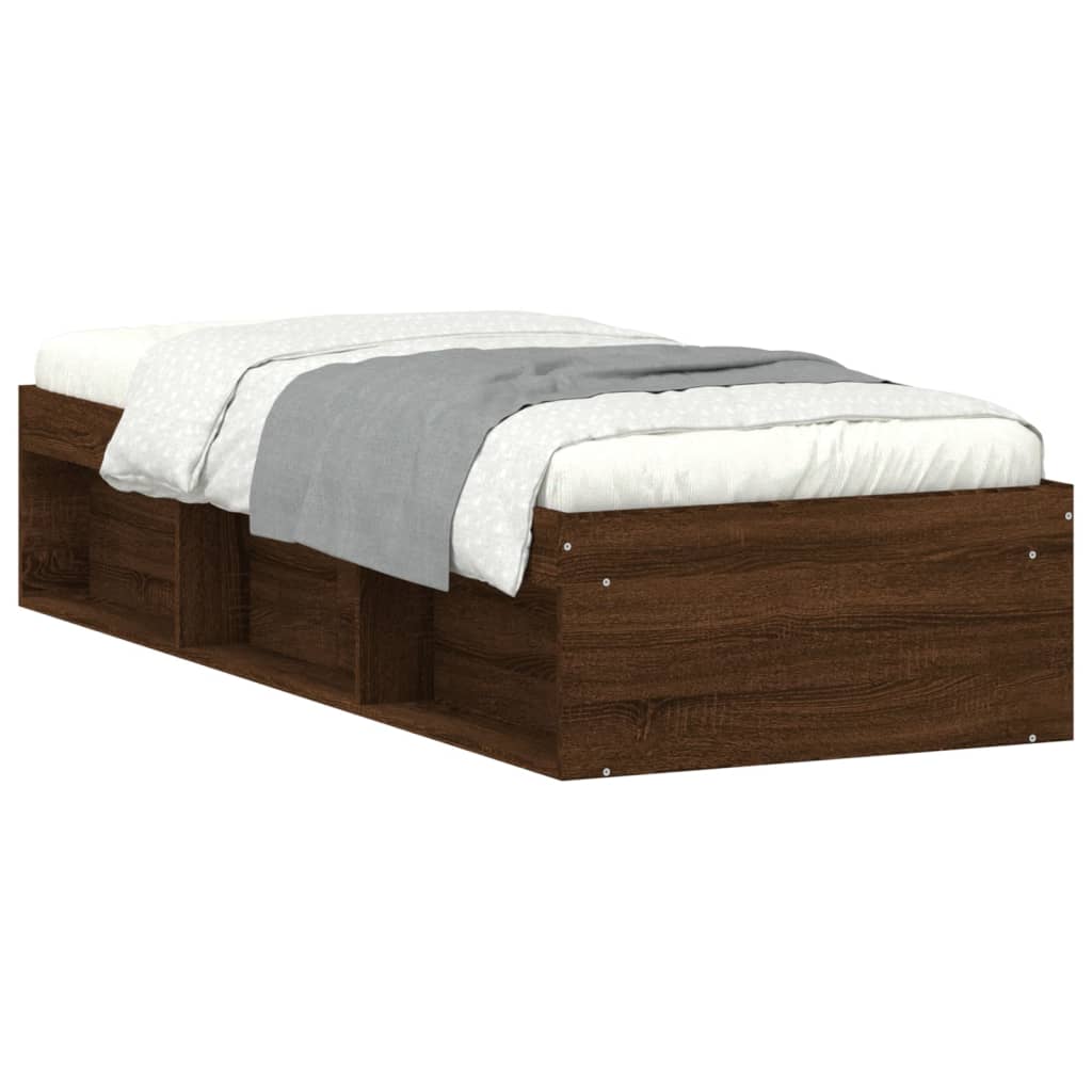 Bed Frame without Mattress Brown Oak 75x190 cm Small Single Small Single