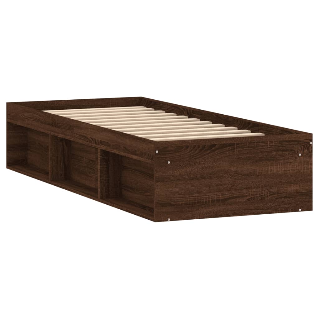 Bed Frame without Mattress Brown Oak 75x190 cm Small Single Small Single