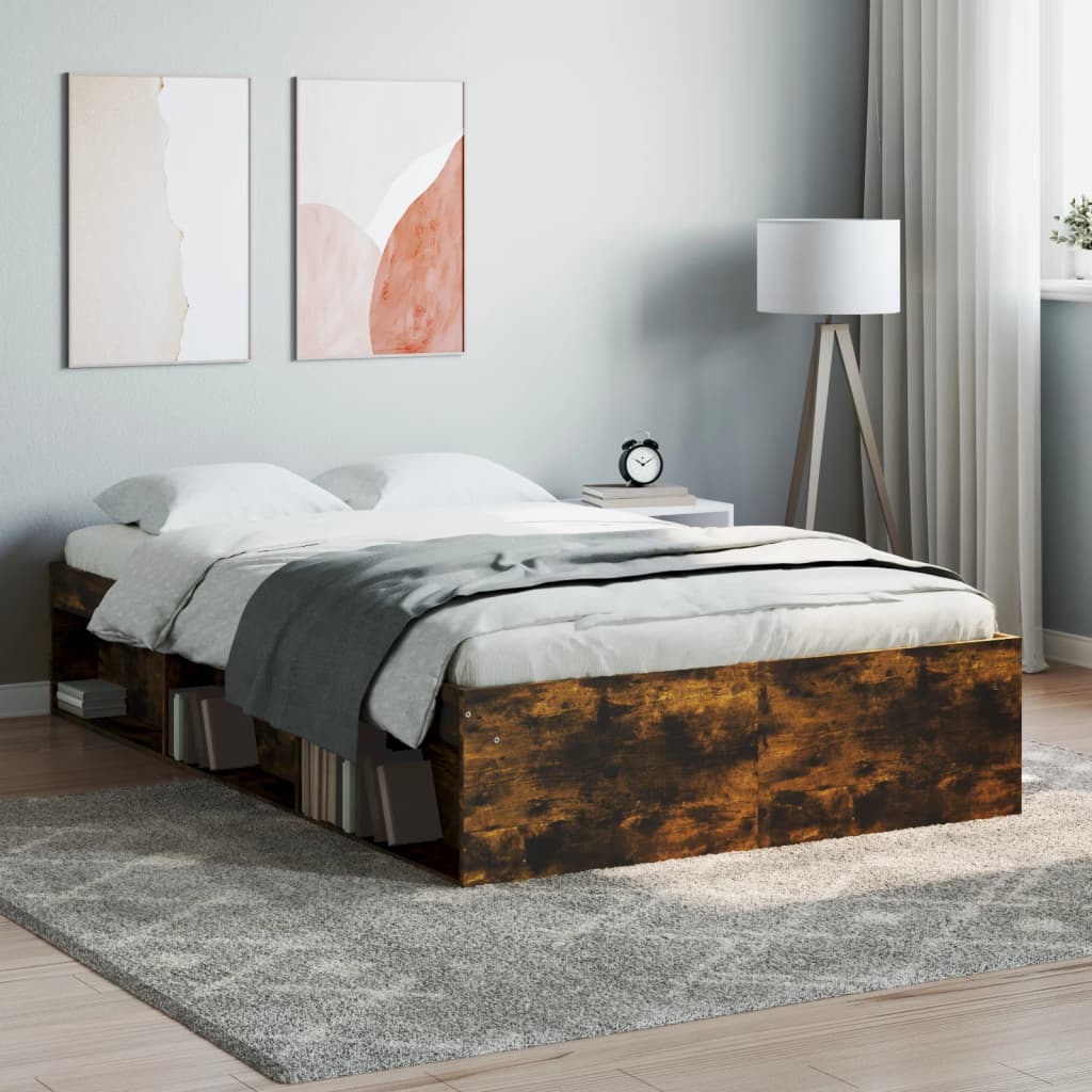 Bed Frame without Mattress Smoked Oak 120x200 cm