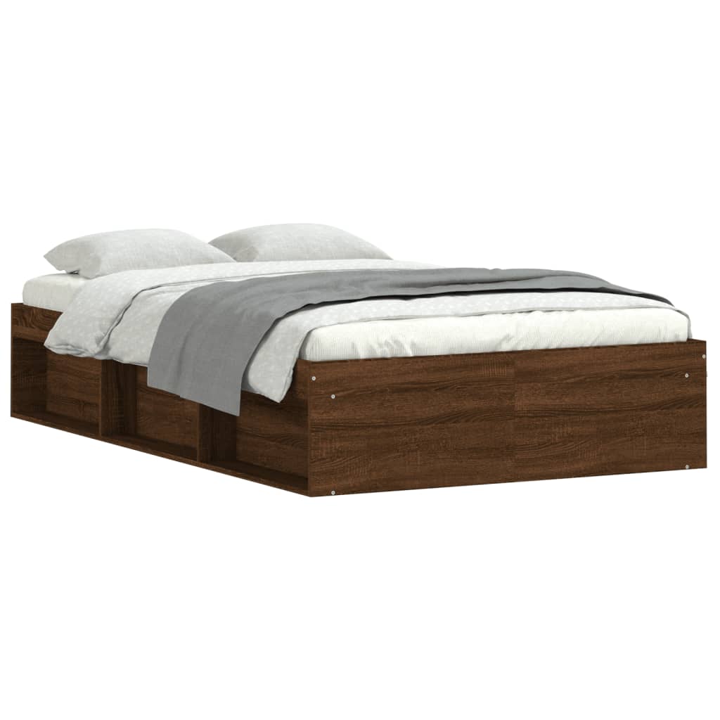 Bed Frame without Mattress Brown Oak 120x200 cm