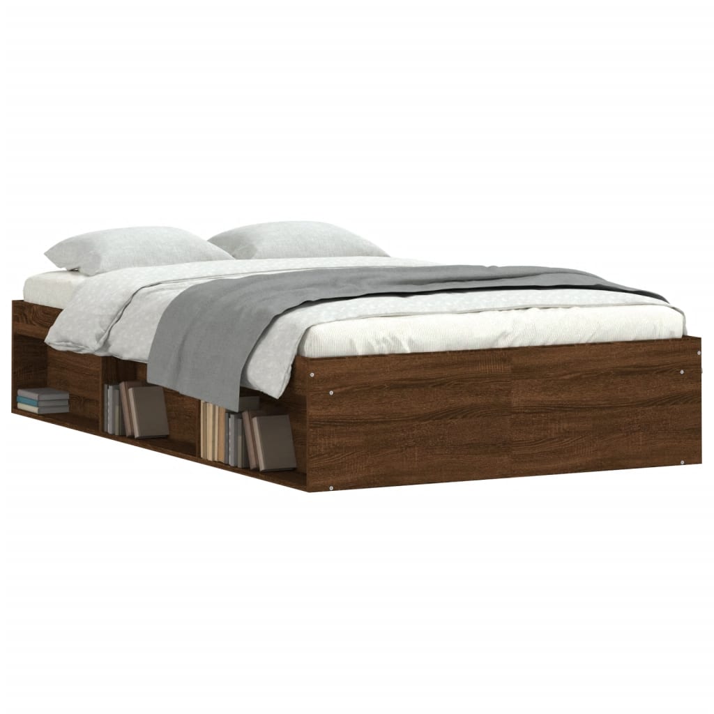 Bed Frame without Mattress Brown Oak 120x200 cm