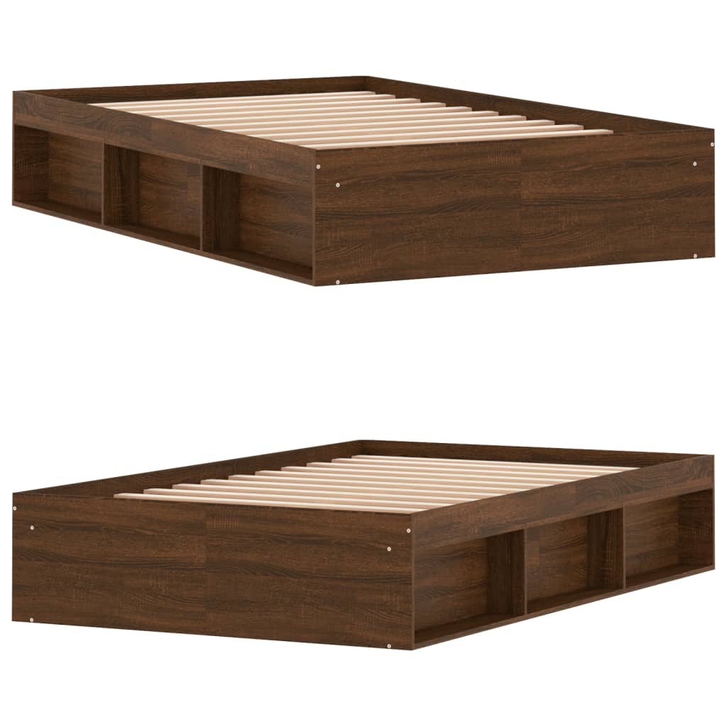 Bed Frame without Mattress Brown Oak 120x200 cm