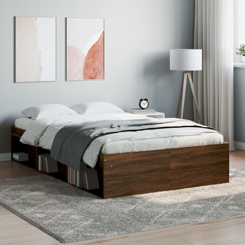 Bed Frame without Mattress Brown Oak 120x200 cm
