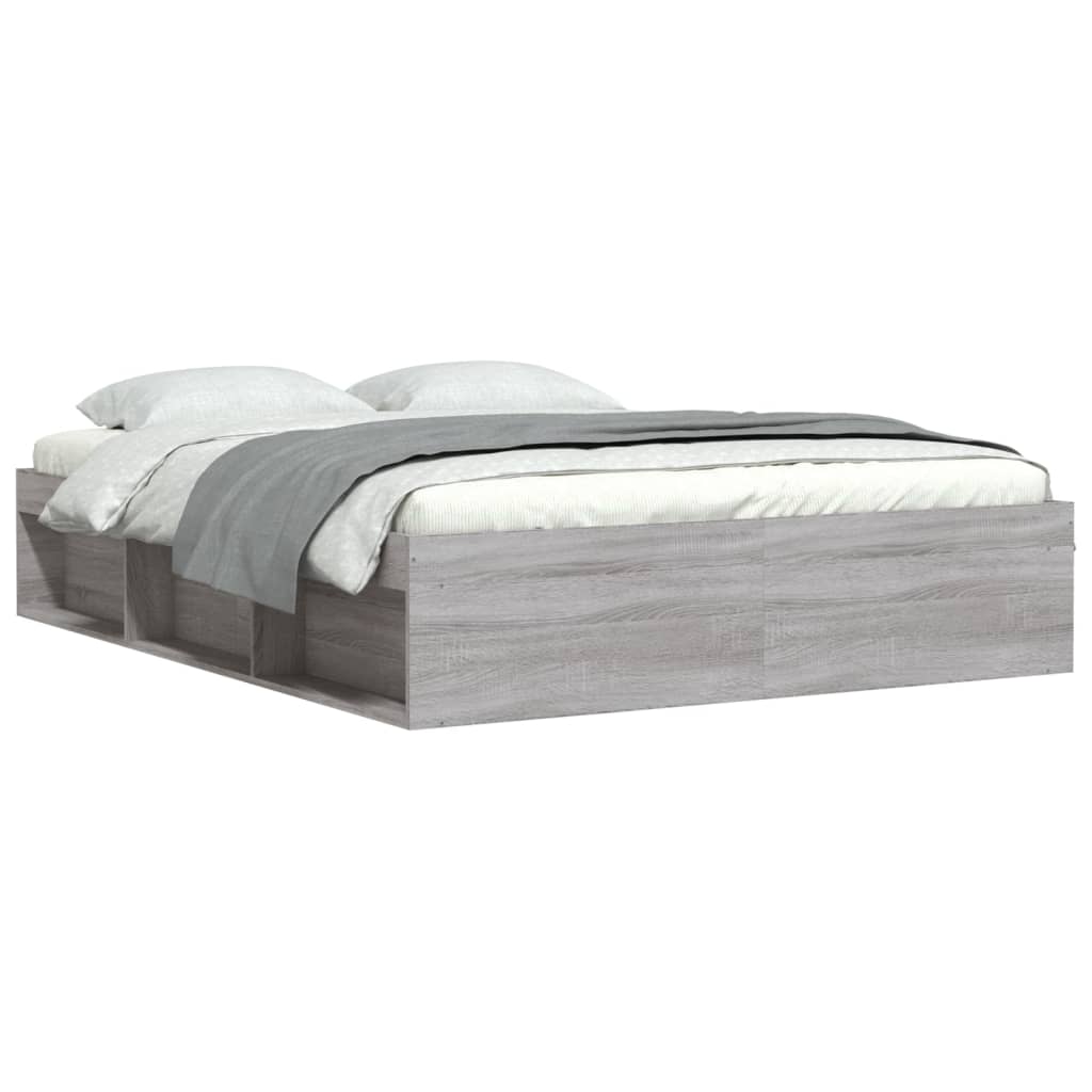Bed Frame without Mattress Grey Sonoma 140x200 cm