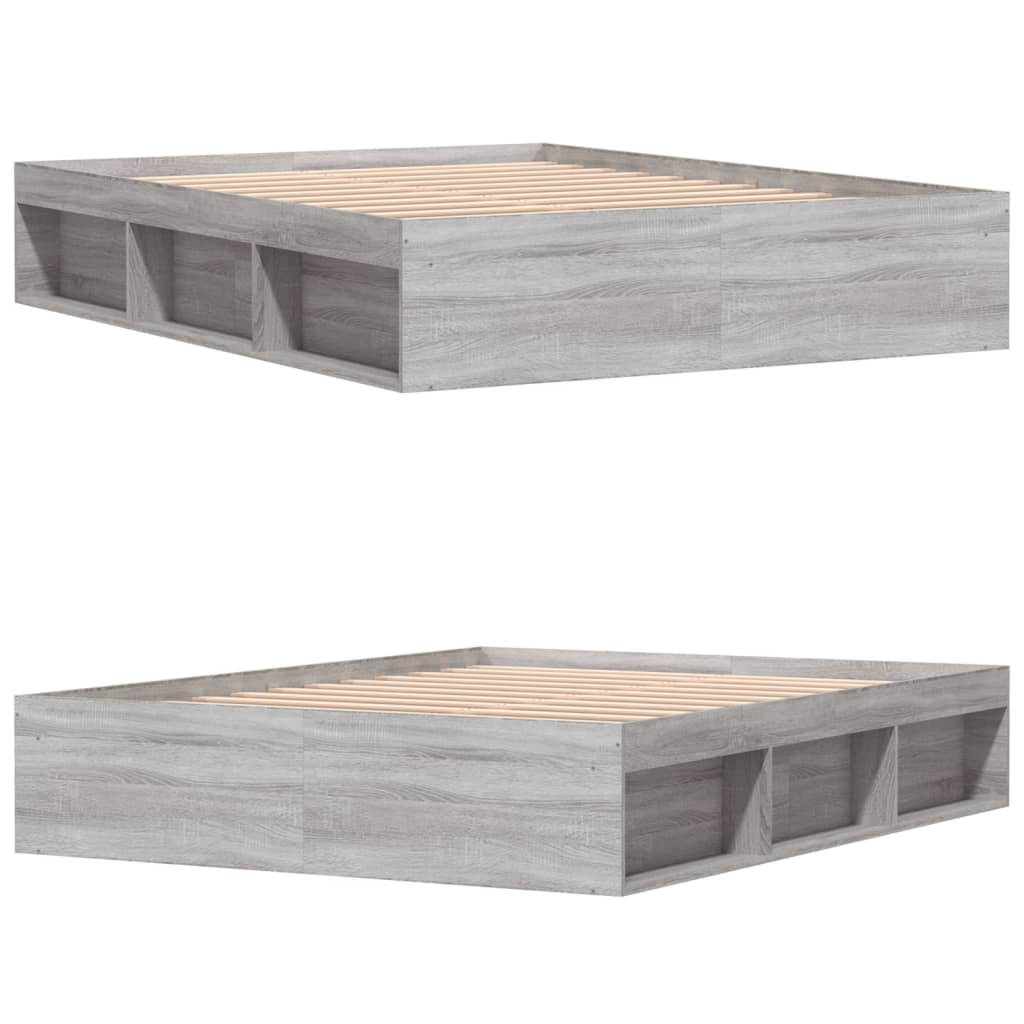 Bed Frame without Mattress Grey Sonoma 140x200 cm
