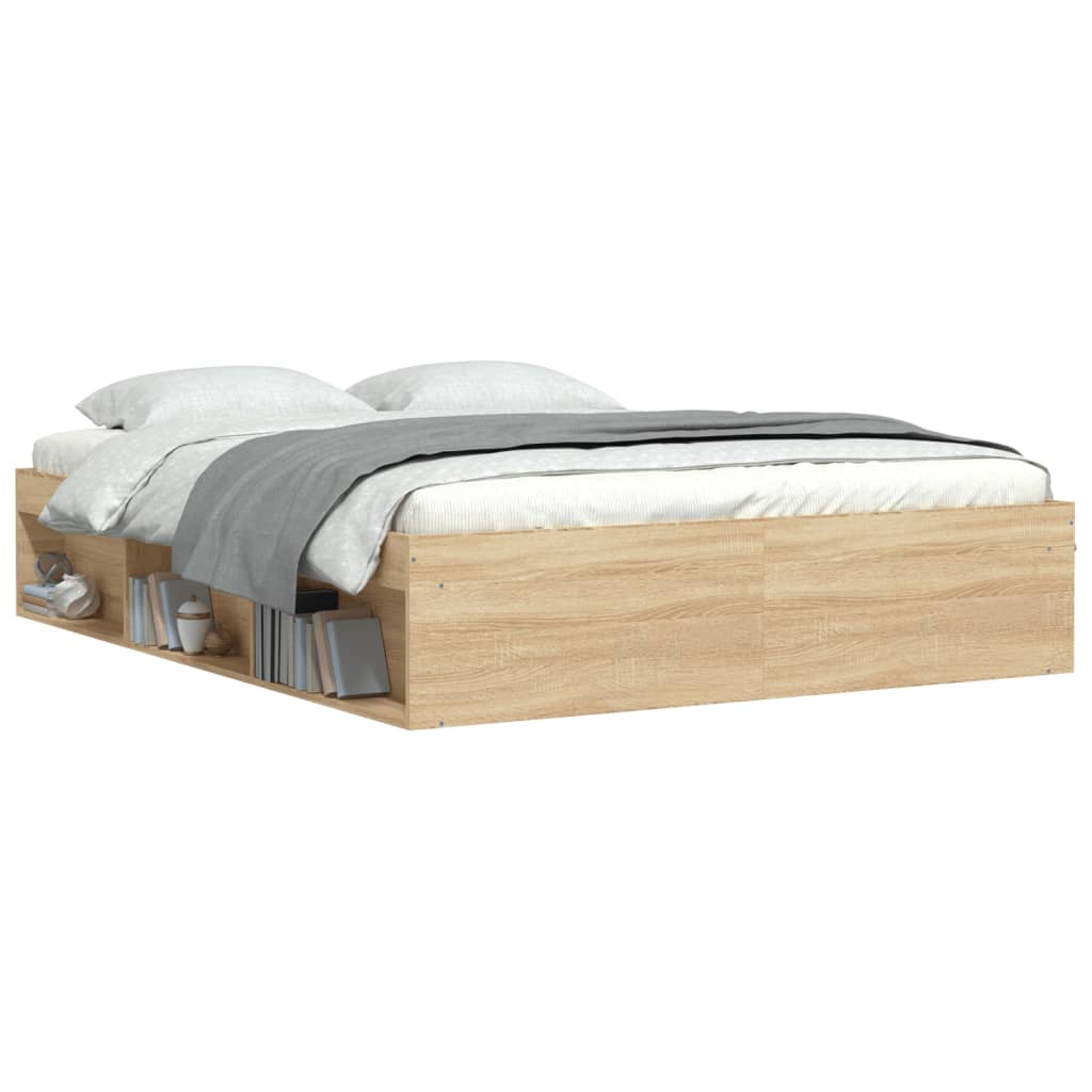 Bed Frame without Mattress Sonoma Oak 160x200 cm