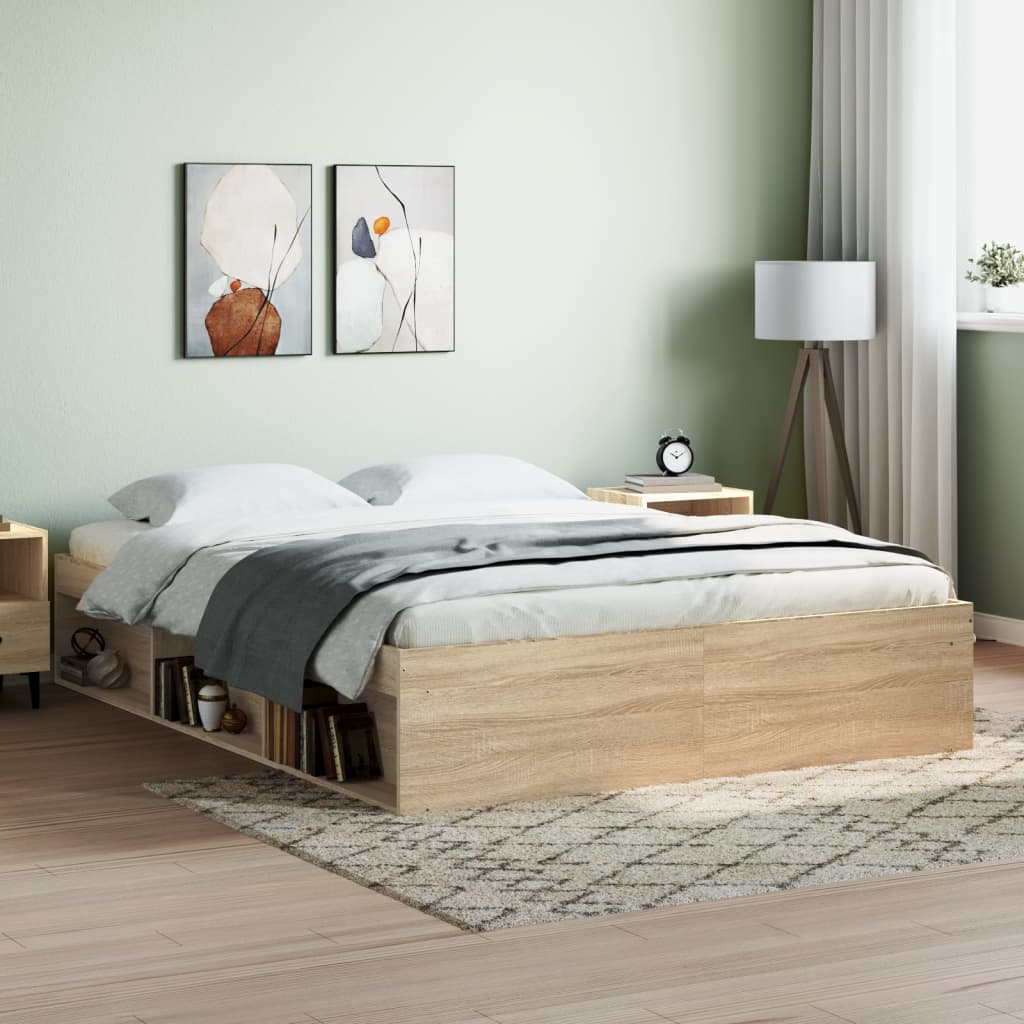 Bed Frame without Mattress Sonoma Oak 160x200 cm