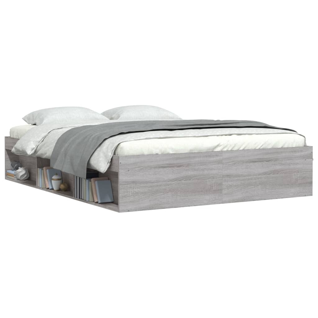 Bed Frame without Mattress Grey Sonoma 160x200 cm