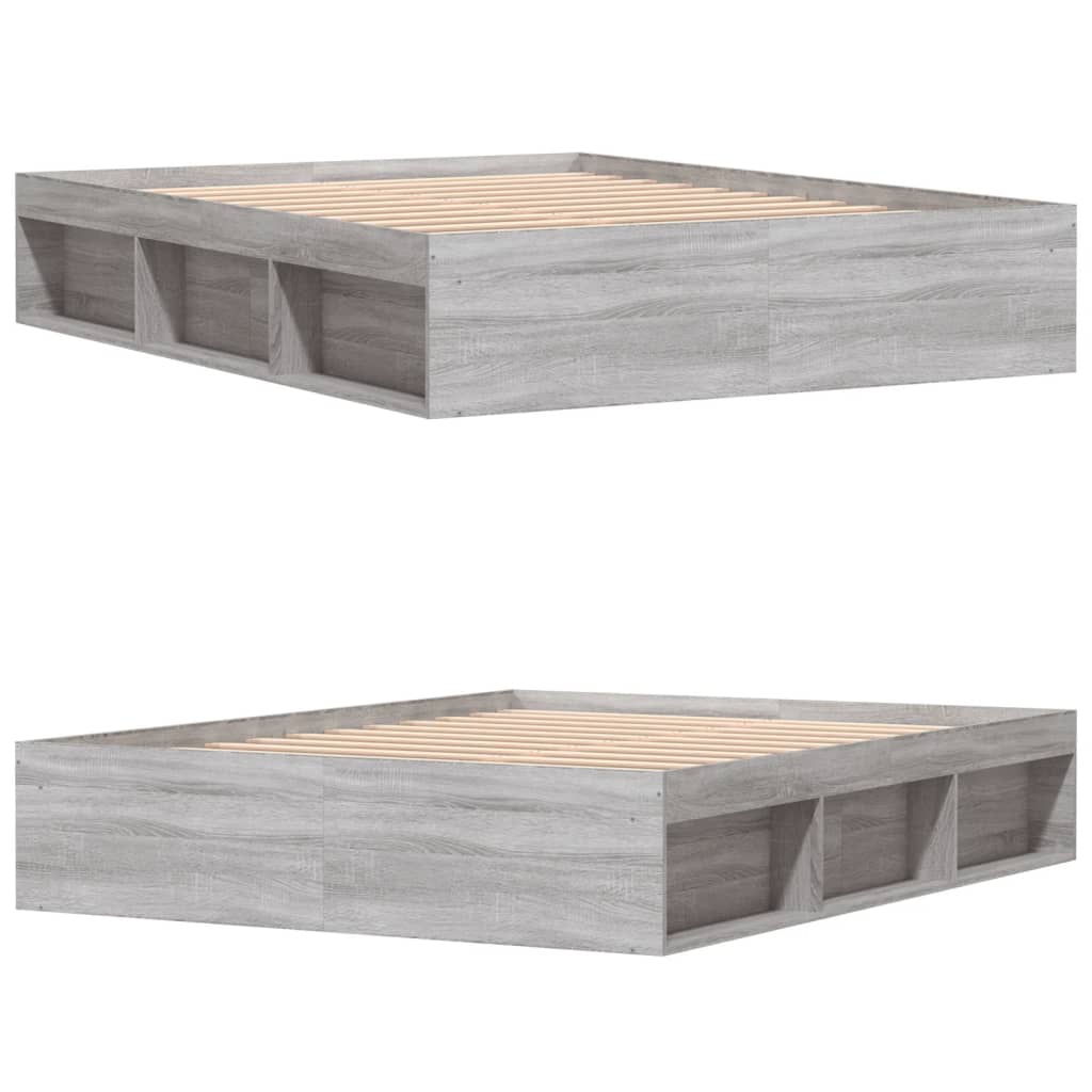 Bed Frame without Mattress Grey Sonoma 160x200 cm