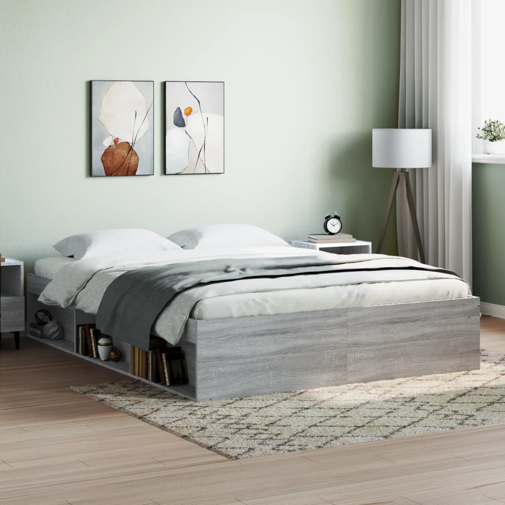 Bed Frame without Mattress Grey Sonoma 160x200 cm