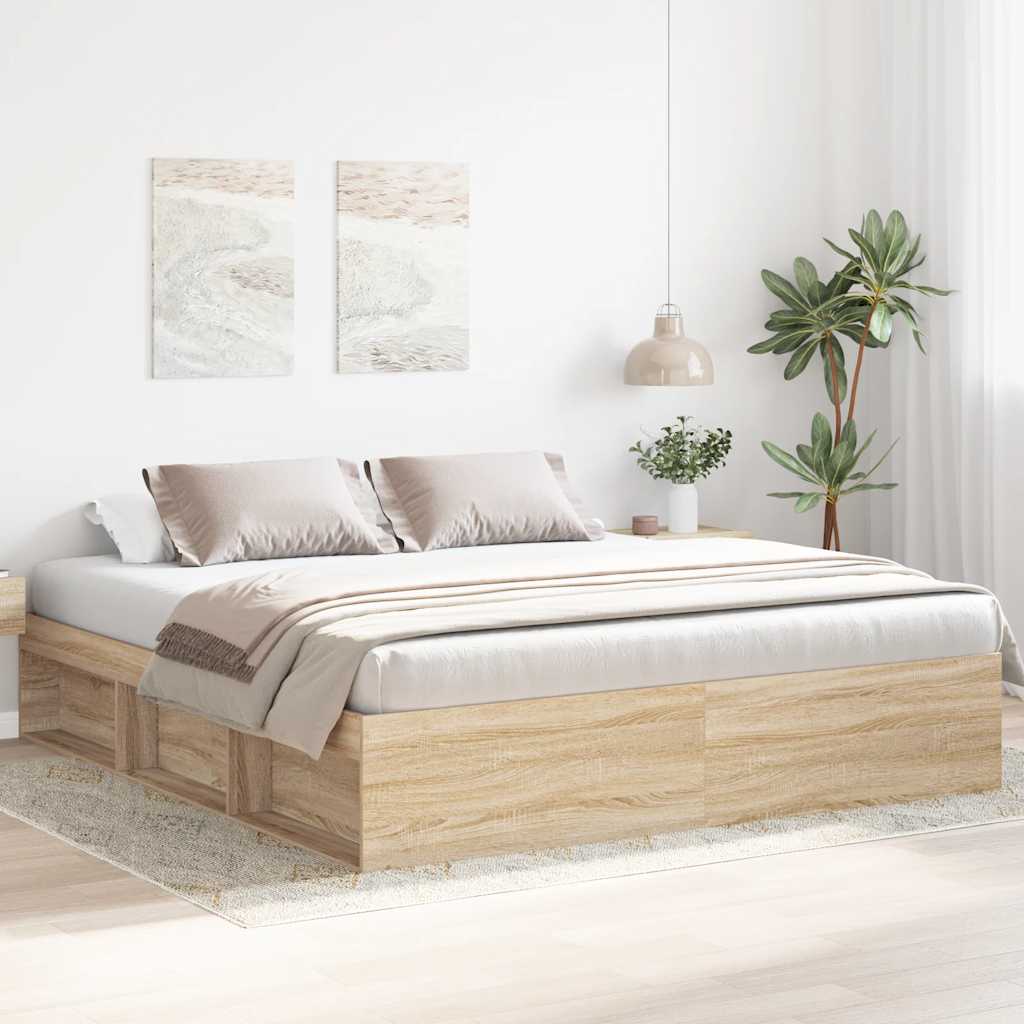Bed Frame without Mattress Sonoma Oak 200x200 cm