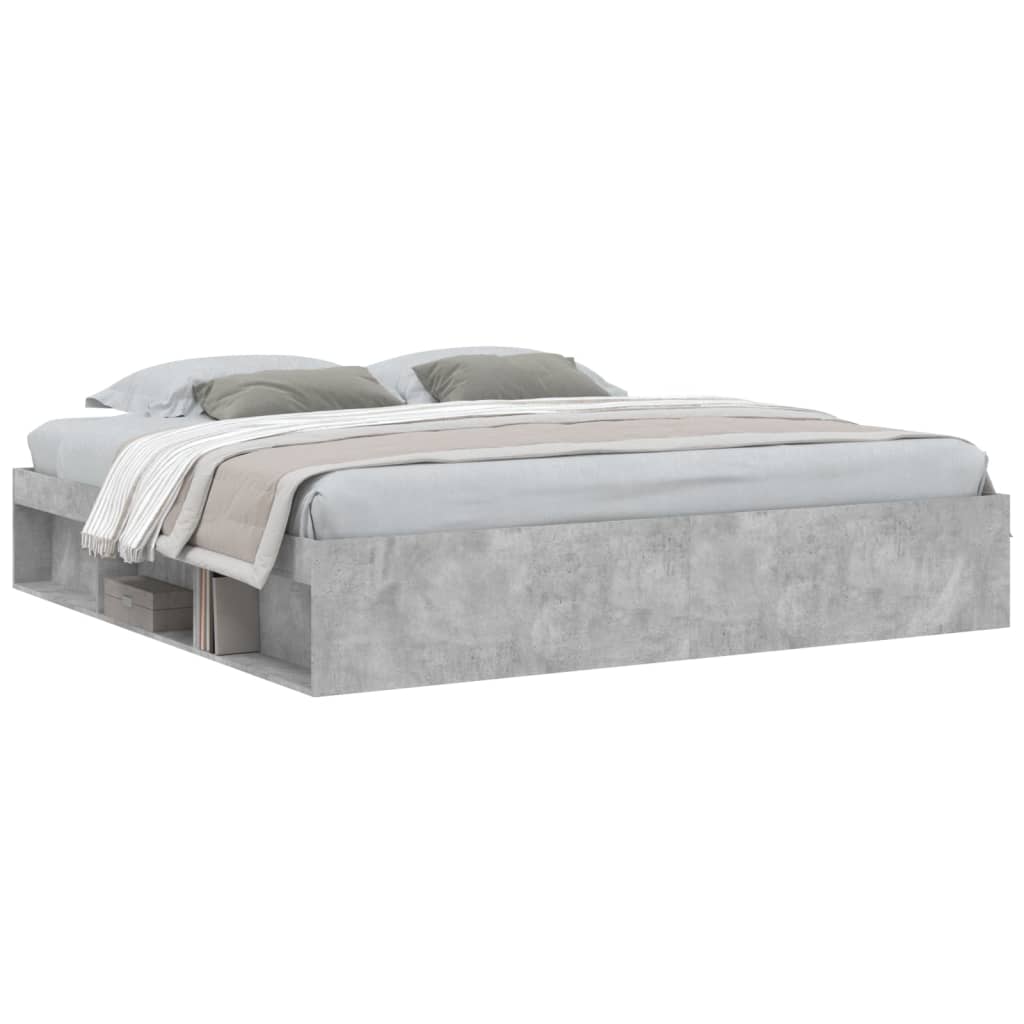 Bed Frame without Mattress Concrete Grey 200x200 cm