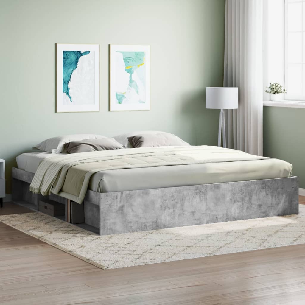 Bed Frame without Mattress Concrete Grey 200x200 cm