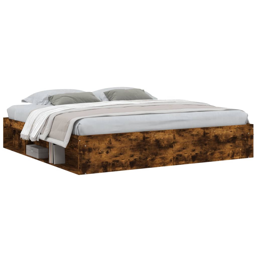 Bed Frame without Mattress Smoked Oak 200x200 cm