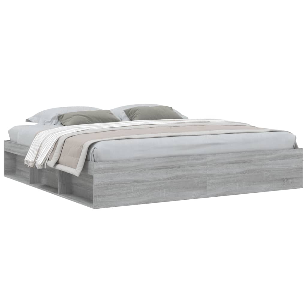 Bed Frame without Mattress Grey Sonoma 200x200 cm