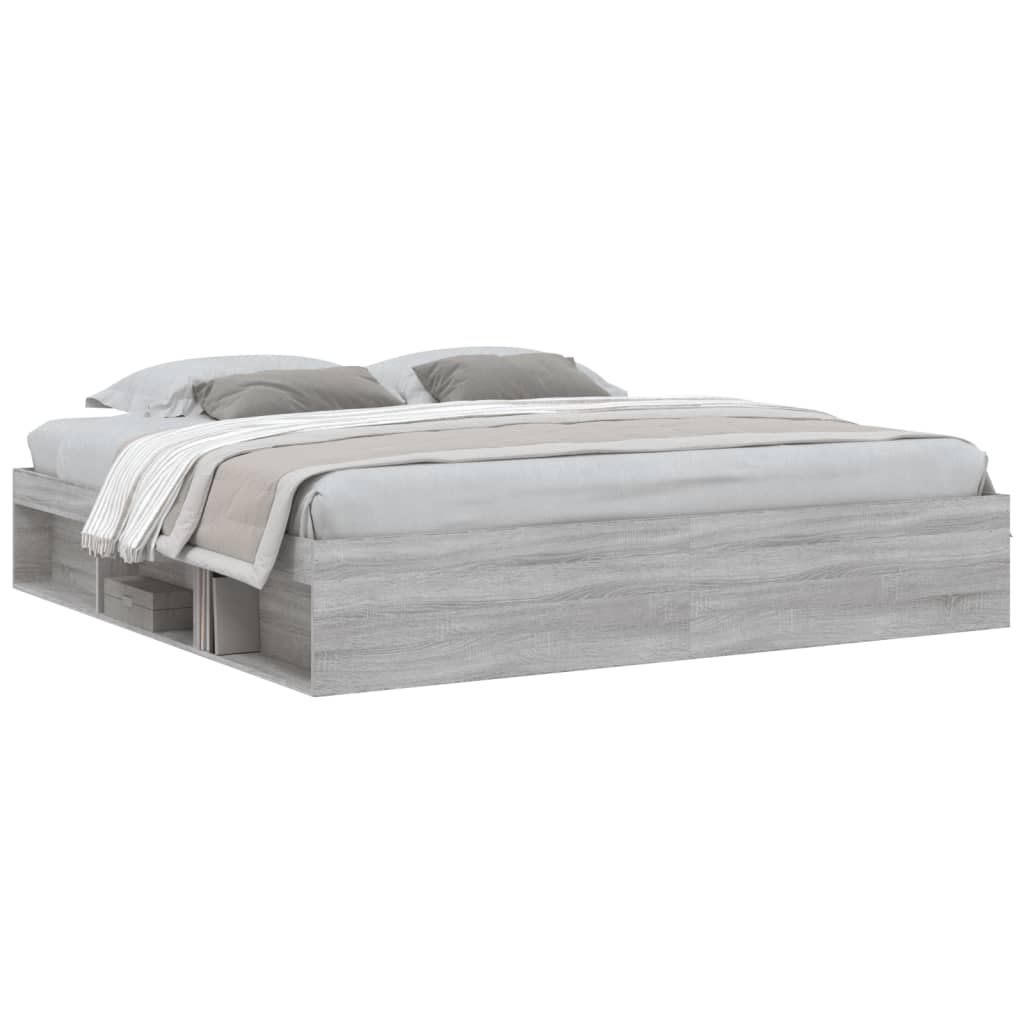 Bed Frame without Mattress Grey Sonoma 200x200 cm