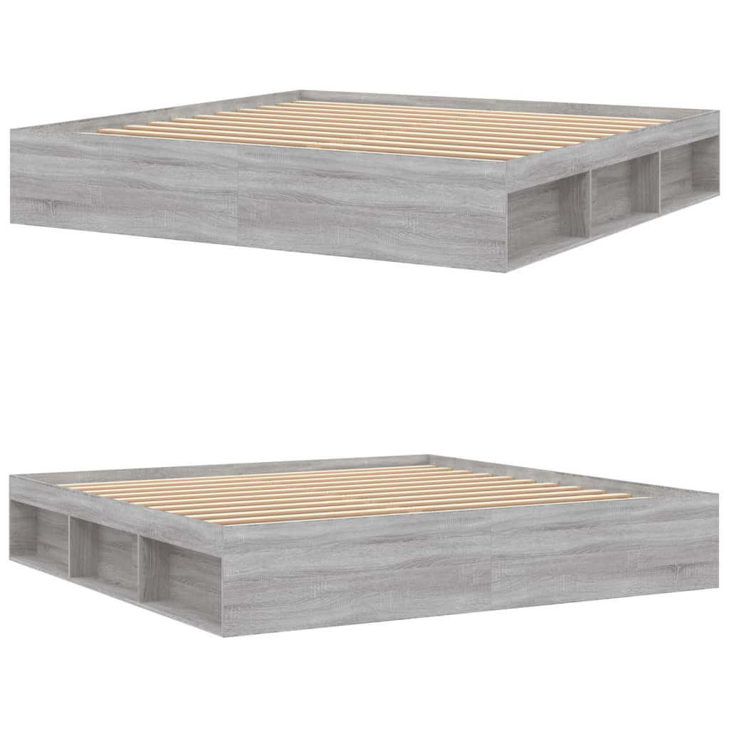 Bed Frame without Mattress Grey Sonoma 200x200 cm