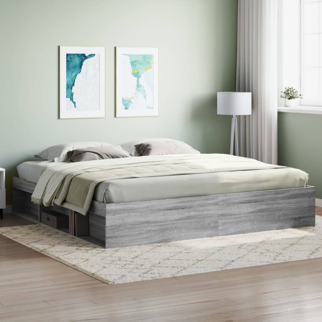 Bed Frame without Mattress Grey Sonoma 200x200 cm