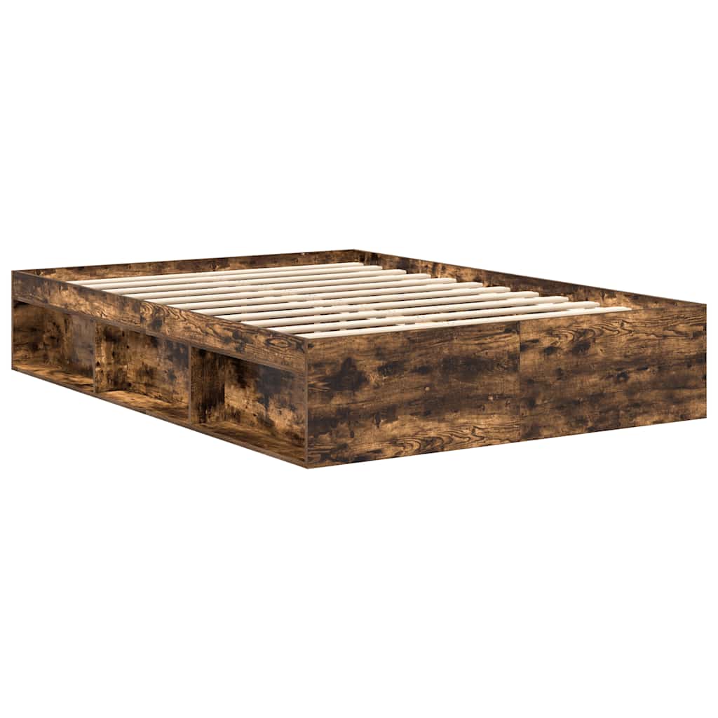 Bed Frame without Mattress Smoked Oak 120x190 cm Small Double Small Double