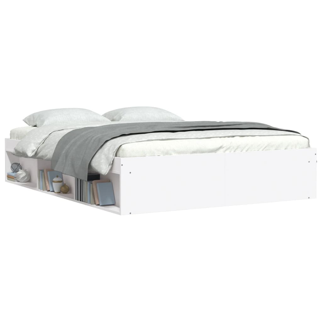 Bed Frame without Mattress White 140x190 cm