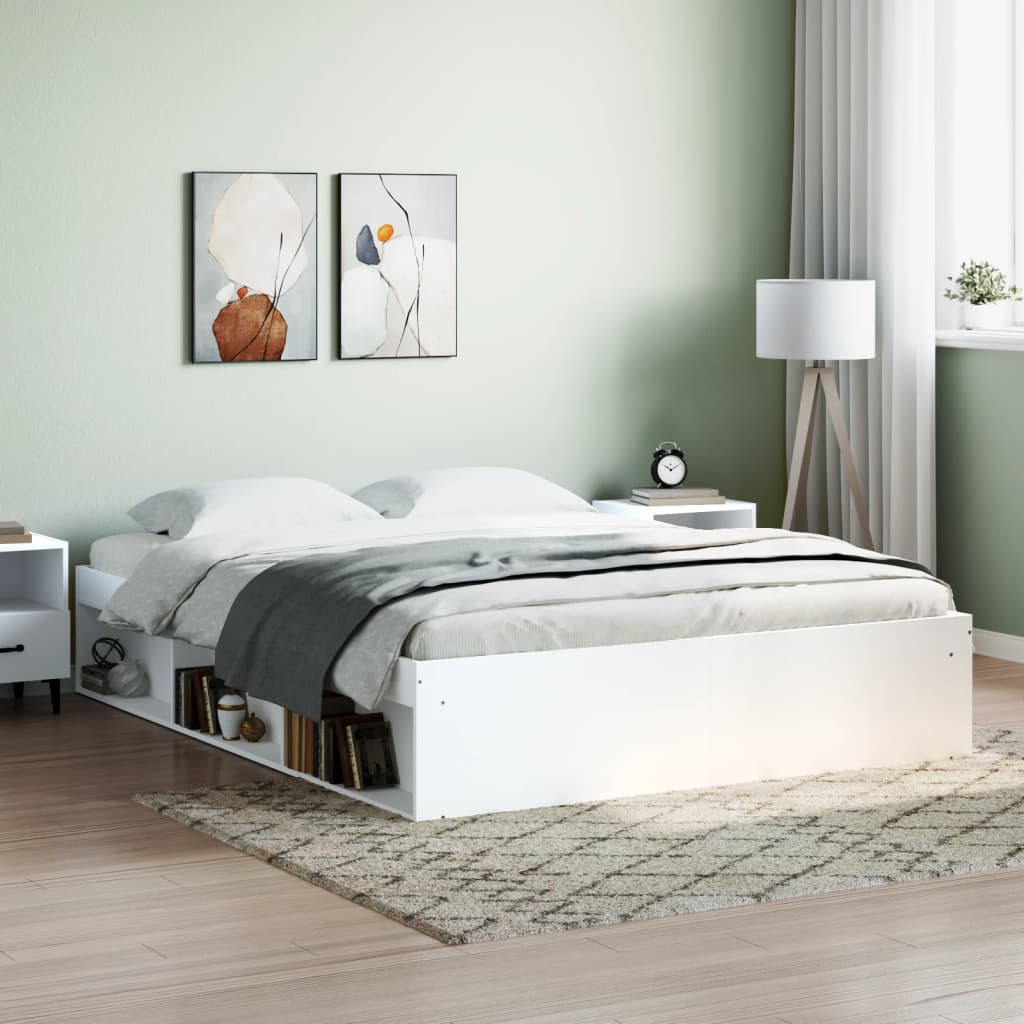 Bed Frame without Mattress White 140x190 cm