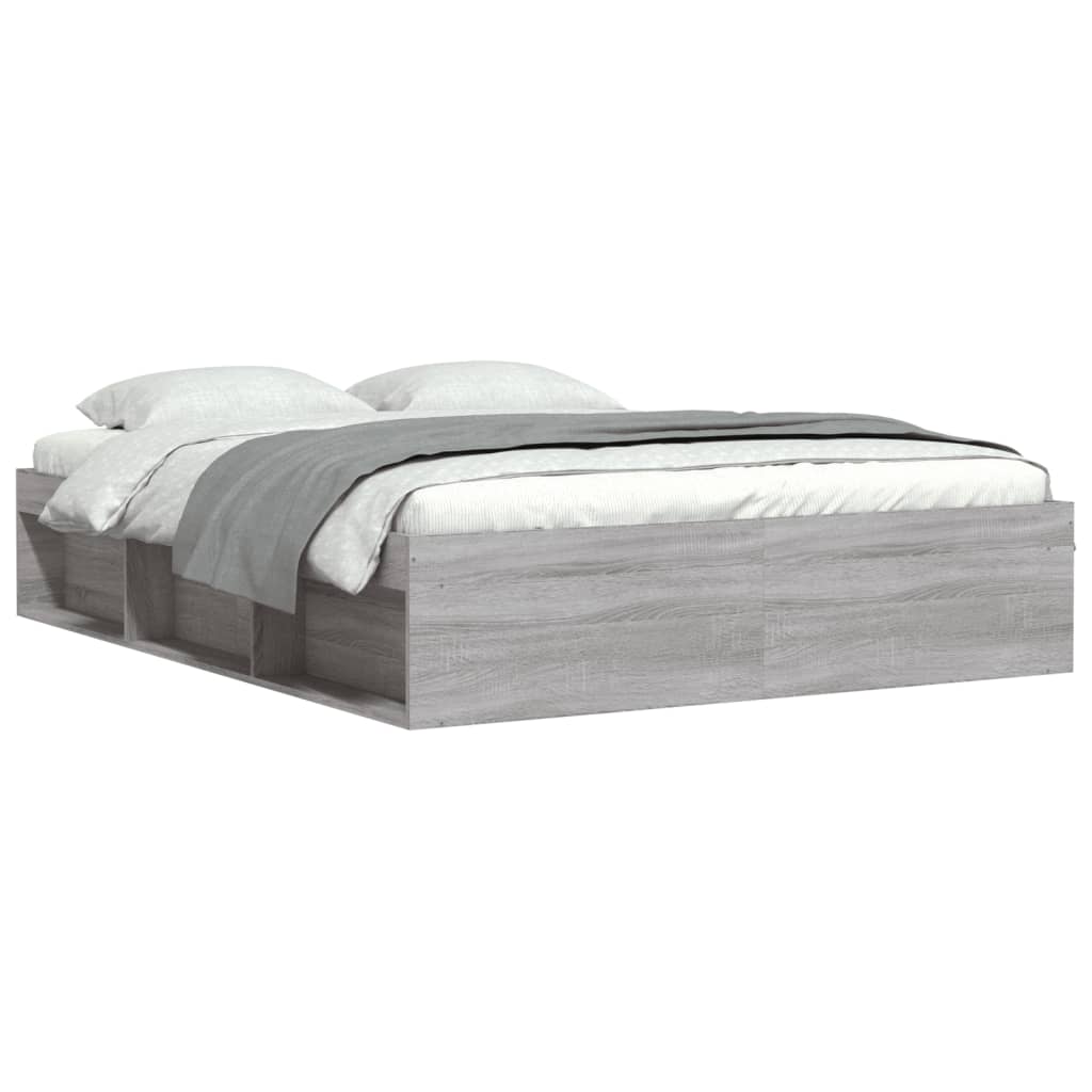 Bed Frame without Mattress Grey Sonoma 140x190 cm