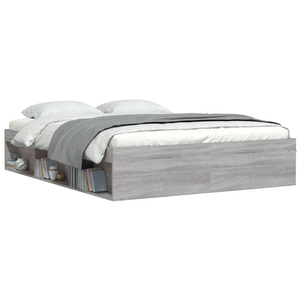 Bed Frame without Mattress Grey Sonoma 140x190 cm