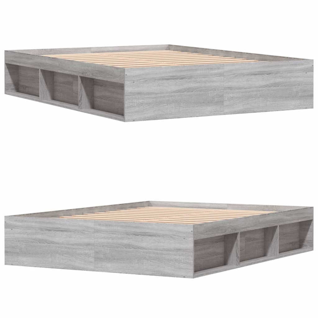 Bed Frame without Mattress Grey Sonoma 140x190 cm