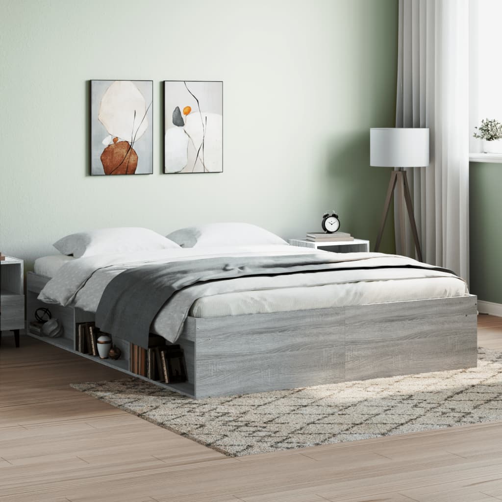 Bed Frame without Mattress Grey Sonoma 140x190 cm