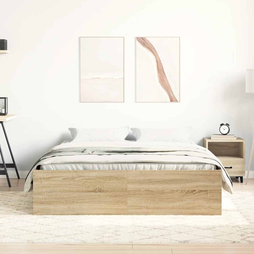 Bed Frame without Mattress Sonoma Oak 135x190 cm Double Double