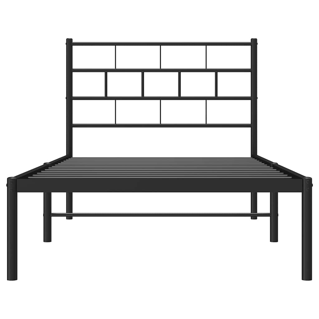 Metal Bed Frame without Mattress with Headboard Black 100x200cm