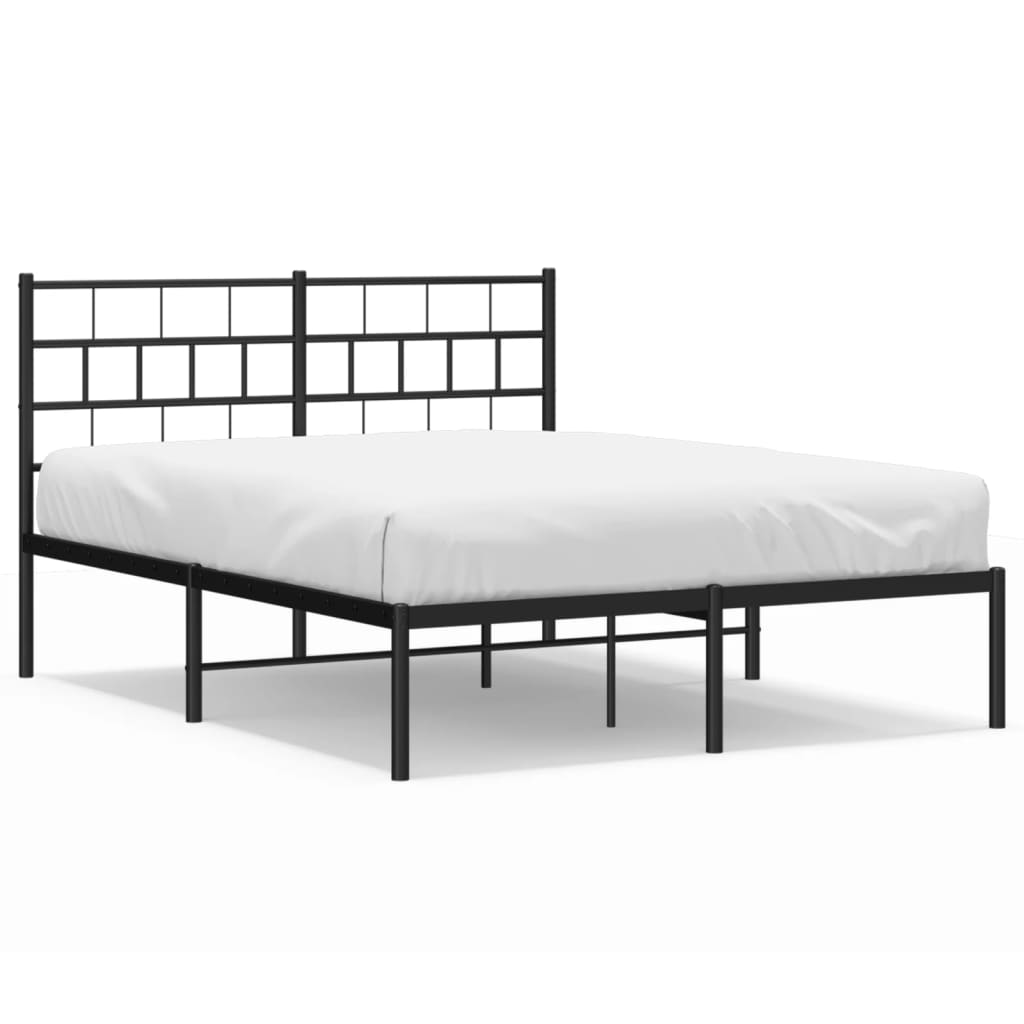 Metal Bed Frame without Mattress with Headboard Black 140x200cm