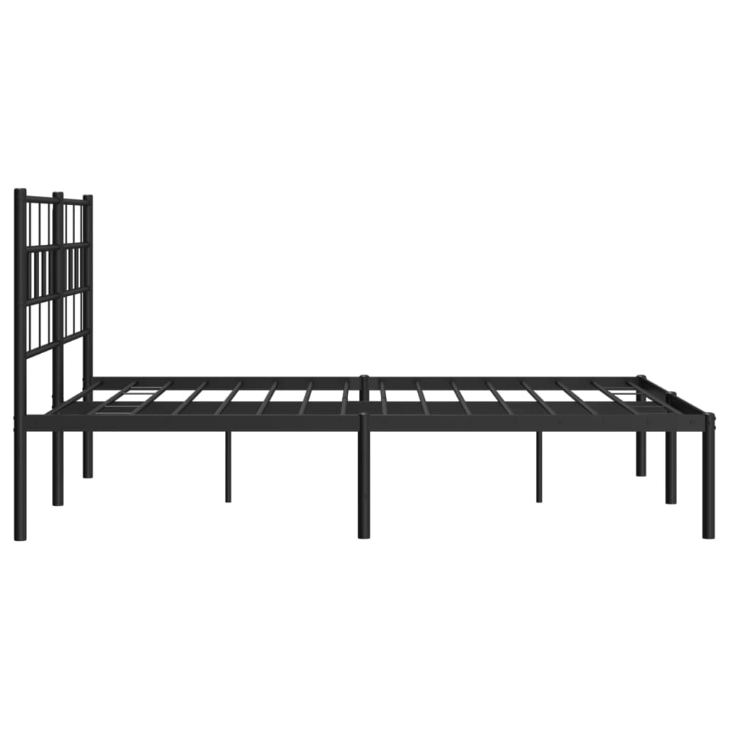 Metal Bed Frame without Mattress with Headboard Black 160x200cm