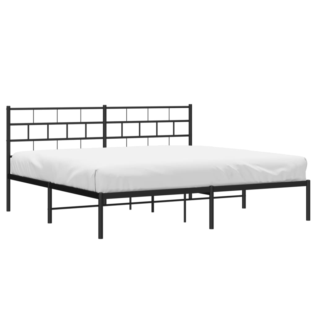 Metal Bed Frame without Mattress with Headboard Black 180x200cm
