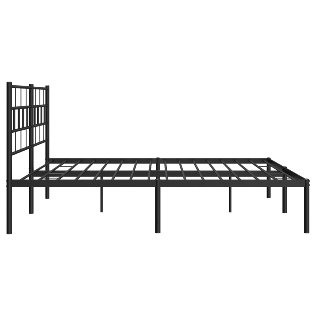 Metal Bed Frame without Mattress with Headboard Black 180x200cm