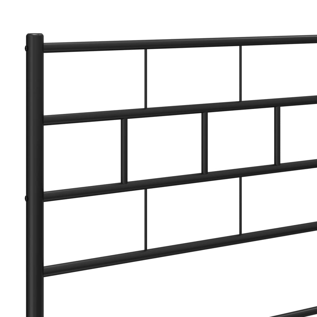 Metal Bed Frame without Mattress with Footboard Black 90x200cm