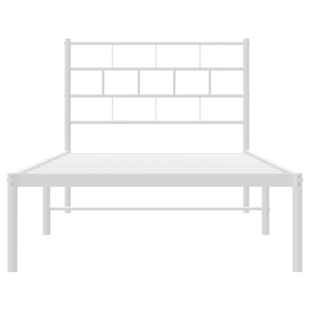 Metal Bed Frame without Mattress with Headboard White 80x200cm
